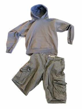 Lee Vintage Chocolate Brown Cargo Shorts +  Pullover Hoodie Set Size 30/Small Y2